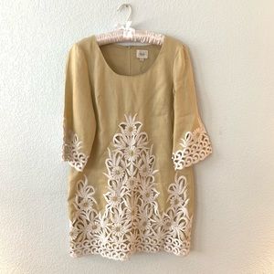 Embroidered Linen Shift Dress